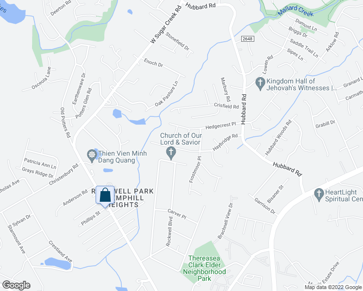 map of restaurants, bars, coffee shops, grocery stores, and more near 5206 Haybridge Road in Charlotte