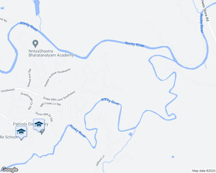 map of restaurants, bars, coffee shops, grocery stores, and more near 7411 Greene Mill Avenue Southwest in Concord
