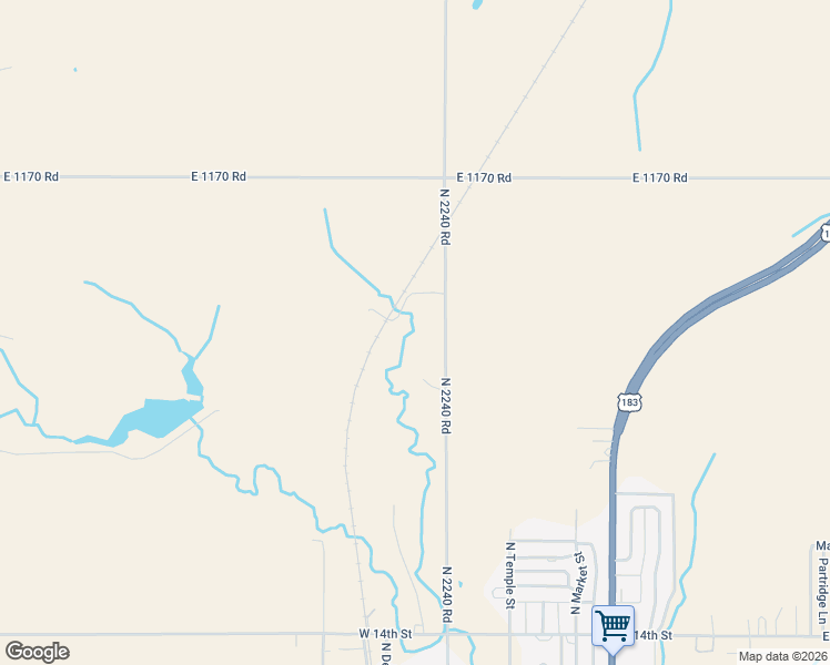 map of restaurants, bars, coffee shops, grocery stores, and more near 11735 North 2240 Road in New Cordell