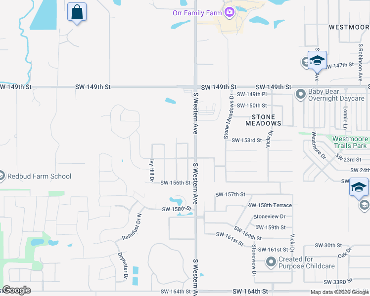 map of restaurants, bars, coffee shops, grocery stores, and more near 921 Southwest 153rd Street in Oklahoma City