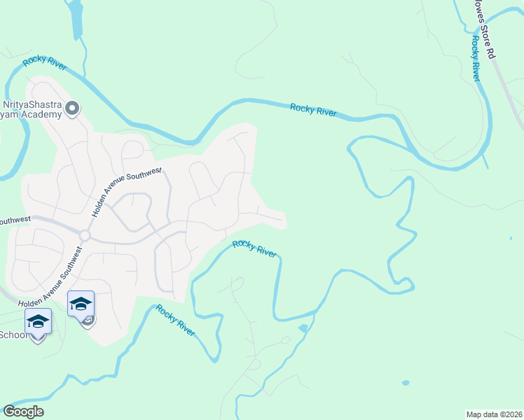 map of restaurants, bars, coffee shops, grocery stores, and more near 7423 Greene Mill Avenue Southwest in Concord