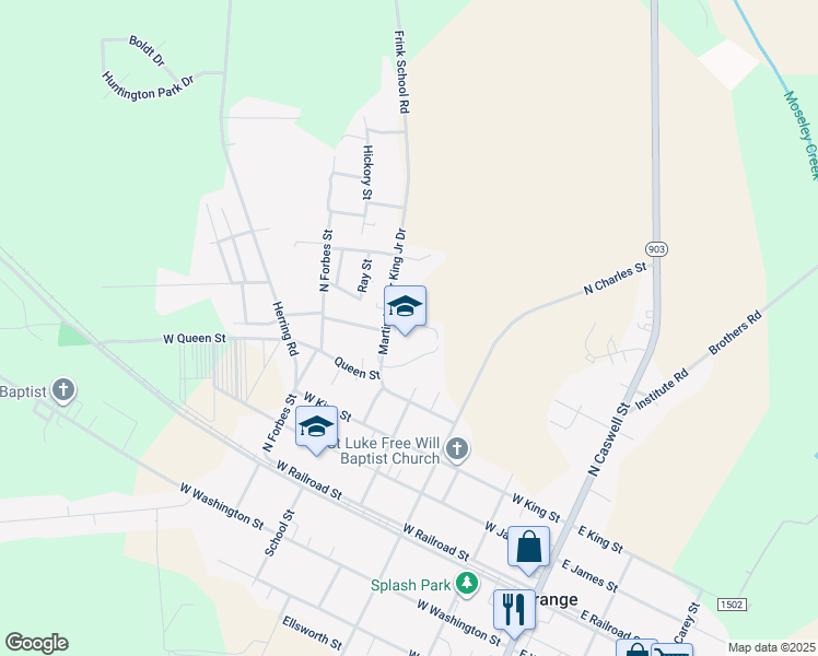 map of restaurants, bars, coffee shops, grocery stores, and more near 102 Martin Luther King Junior Drive in La Grange