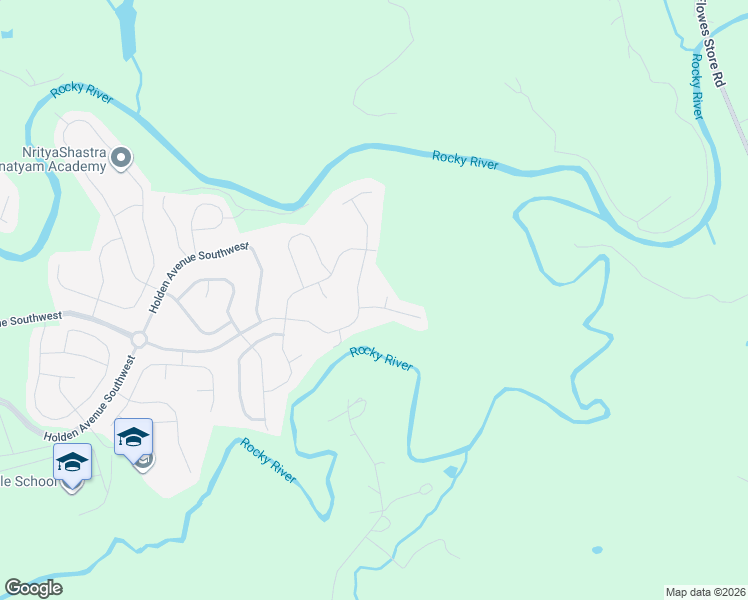 map of restaurants, bars, coffee shops, grocery stores, and more near 7423 Greene Mill Avenue Southwest in Concord