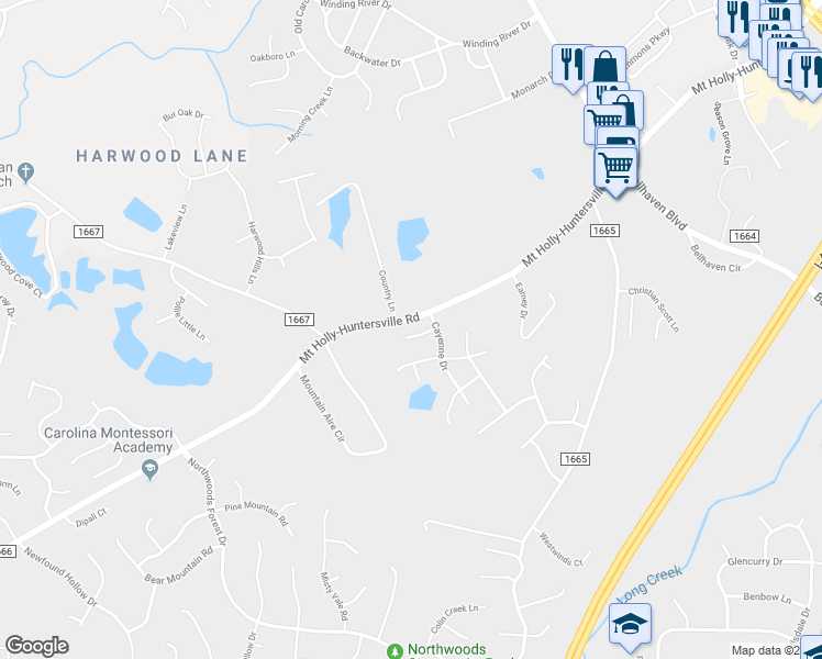 map of restaurants, bars, coffee shops, grocery stores, and more near in Charlotte