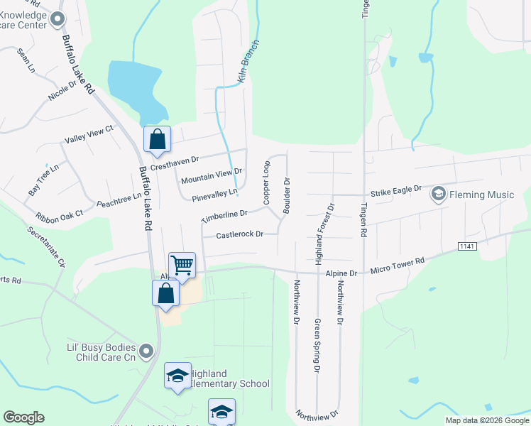 map of restaurants, bars, coffee shops, grocery stores, and more near 71 Copper Loop in Sanford