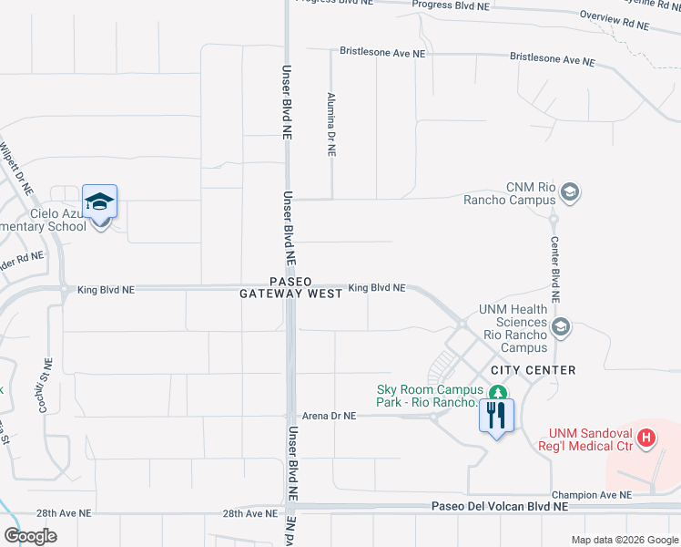 map of restaurants, bars, coffee shops, grocery stores, and more near 1810 33rd Street Southeast in Rio Rancho