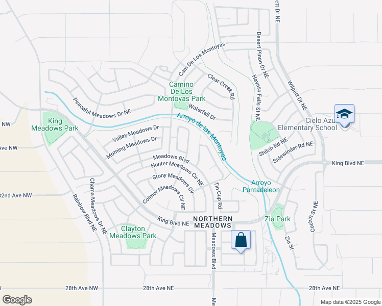 map of restaurants, bars, coffee shops, grocery stores, and more near 3408 Elder Meadows Drive Northeast in Rio Rancho