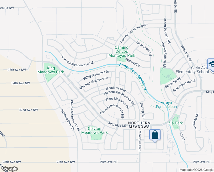 map of restaurants, bars, coffee shops, grocery stores, and more near 728 Autumn Meadows Drive in Rio Rancho
