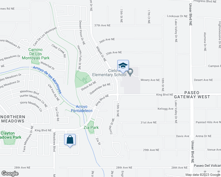 map of restaurants, bars, coffee shops, grocery stores, and more near 3459 Oasis Springs Road Northeast in Rio Rancho