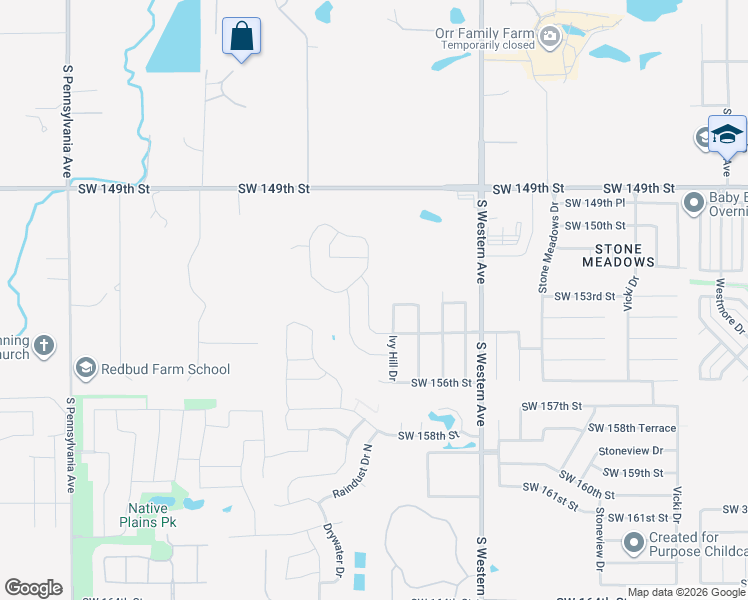 map of restaurants, bars, coffee shops, grocery stores, and more near 15320 Nightshade Drive in Oklahoma City