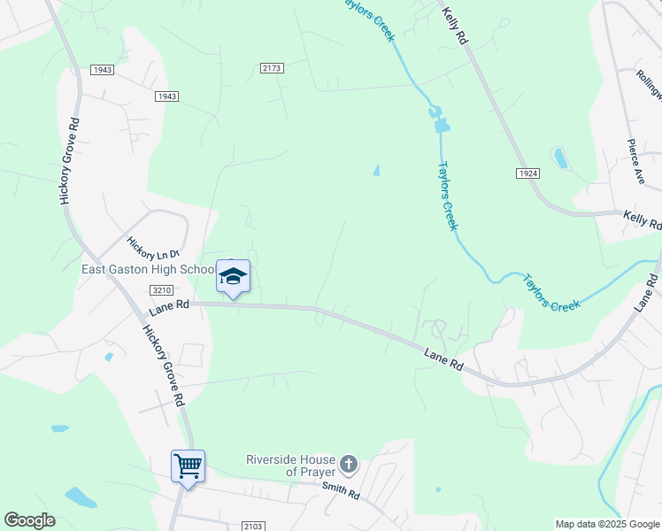 map of restaurants, bars, coffee shops, grocery stores, and more near Hickorynut Lane in Gaston County