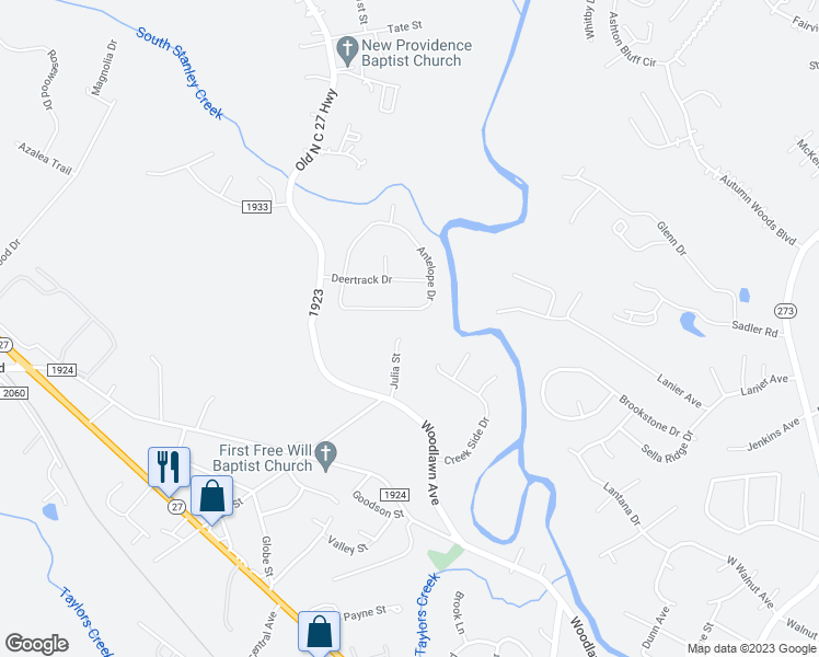 map of restaurants, bars, coffee shops, grocery stores, and more near 128 Julia Street in Mount Holly