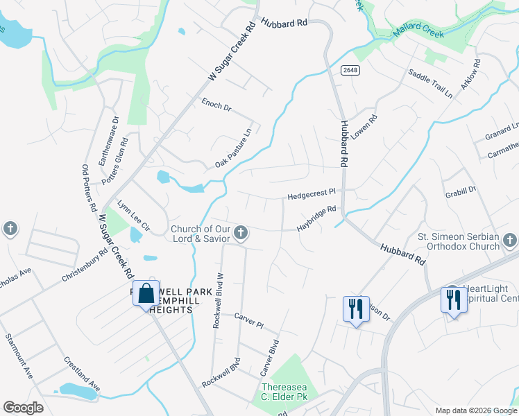 map of restaurants, bars, coffee shops, grocery stores, and more near 3511 Fernmoss Court in Charlotte