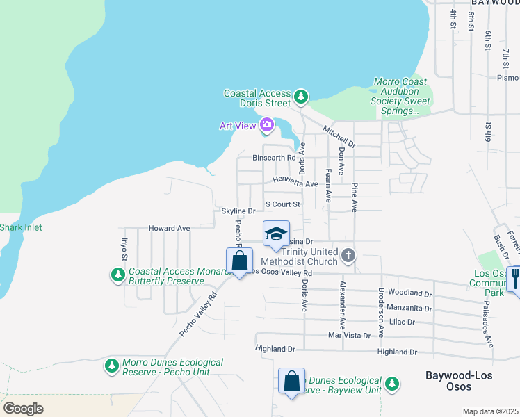 map of restaurants, bars, coffee shops, grocery stores, and more near 1991 Nancy Avenue in Baywood-Los Osos