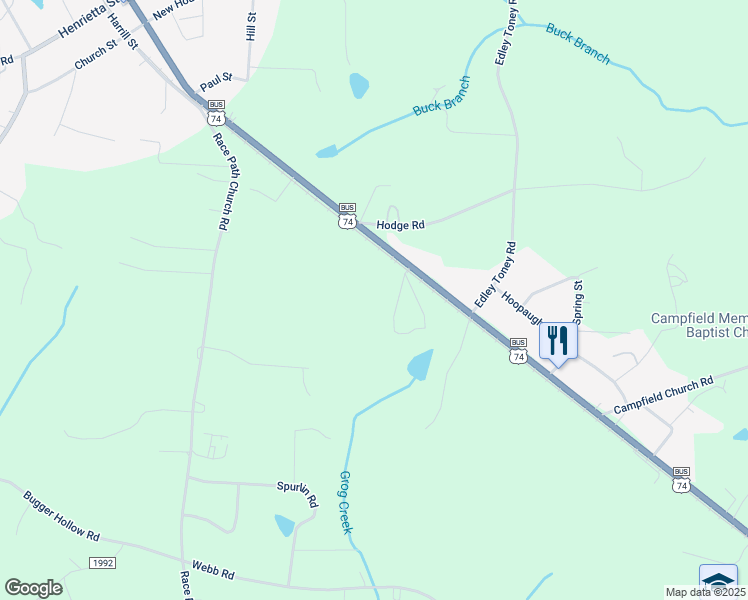 map of restaurants, bars, coffee shops, grocery stores, and more near 110 Capri Park Drive in Ellenboro