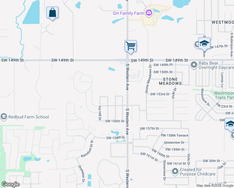 map of restaurants, bars, coffee shops, grocery stores, and more near 921 Southwest 153rd Street in Oklahoma City