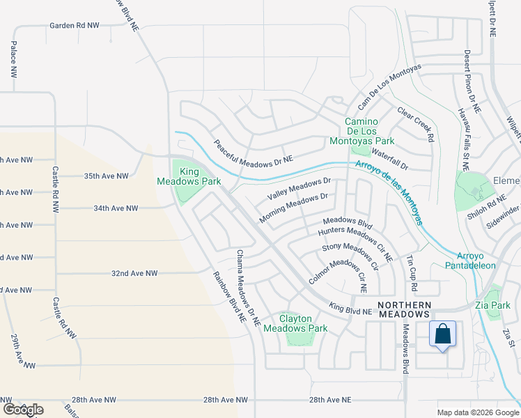 map of restaurants, bars, coffee shops, grocery stores, and more near 600 Valley Meadows Drive in Rio Rancho
