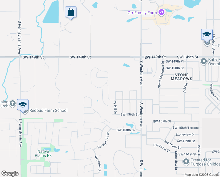 map of restaurants, bars, coffee shops, grocery stores, and more near 15316 Nightshade Drive in Oklahoma City