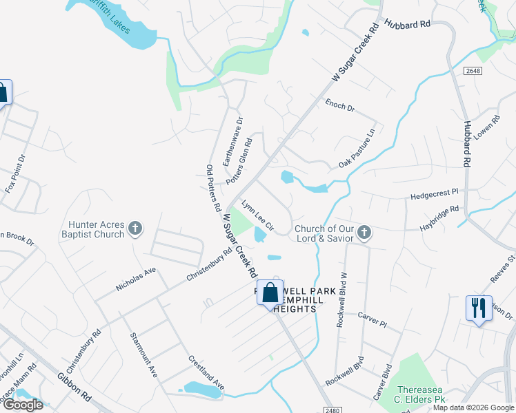map of restaurants, bars, coffee shops, grocery stores, and more near 4629 Lynn Lee Circle in Charlotte
