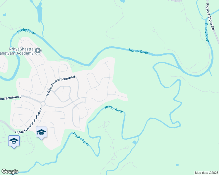 map of restaurants, bars, coffee shops, grocery stores, and more near 2346 Drake Mill Lane Southwest in Concord