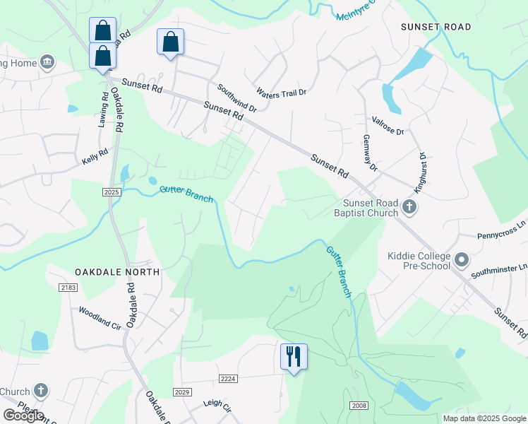 map of restaurants, bars, coffee shops, grocery stores, and more near 6135 Sid Crane Drive in Charlotte