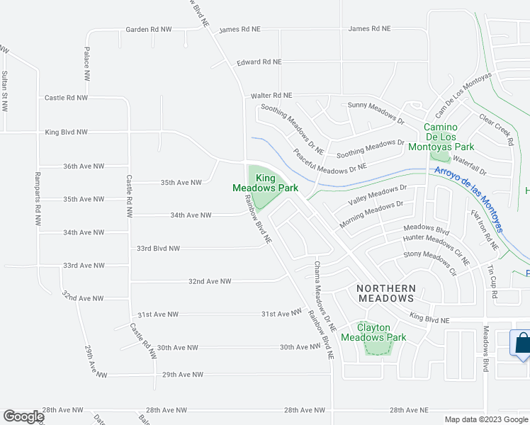 map of restaurants, bars, coffee shops, grocery stores, and more near 451 Burton Meadows Drive Northeast in Rio Rancho