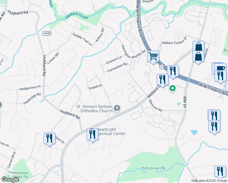 map of restaurants, bars, coffee shops, grocery stores, and more near in Charlotte