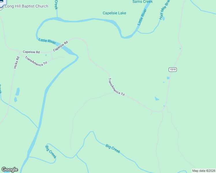 map of restaurants, bars, coffee shops, grocery stores, and more near 116 Maple Leaf Lane in Candor