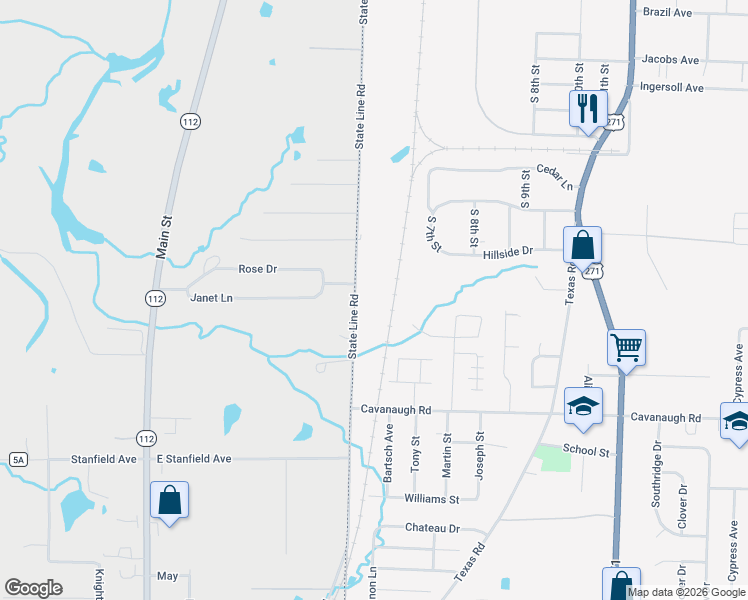 map of restaurants, bars, coffee shops, grocery stores, and more near 600 Martin Drive in Fort Smith