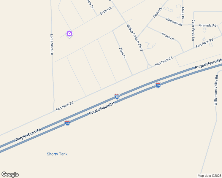 map of restaurants, bars, coffee shops, grocery stores, and more near 27575 Fort Rock Road in Seligman