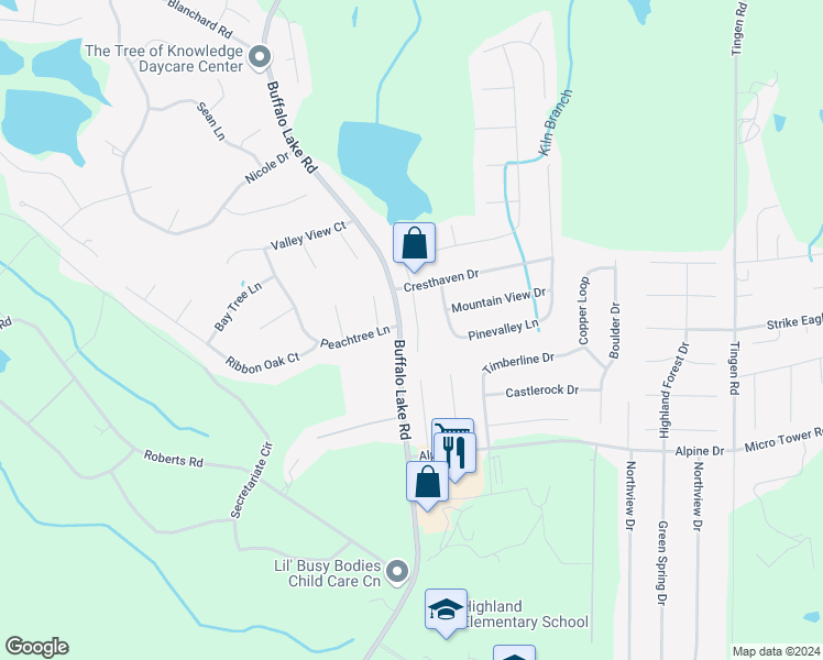 map of restaurants, bars, coffee shops, grocery stores, and more near 94 Wedgewood Court in Sanford