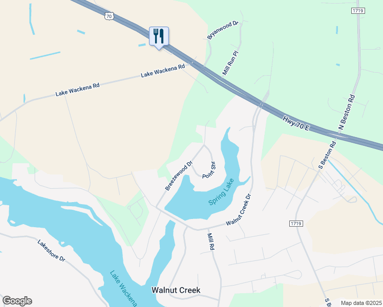 map of restaurants, bars, coffee shops, grocery stores, and more near 203 Breezewood Drive in Goldsboro