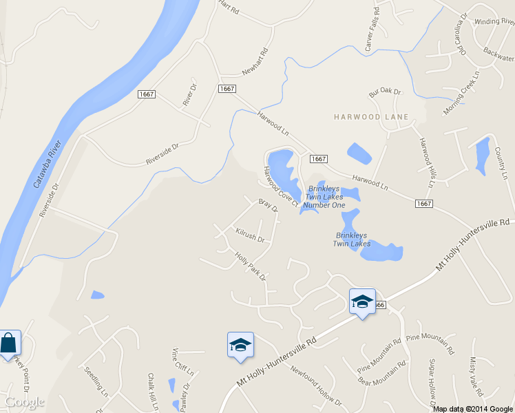 map of restaurants, bars, coffee shops, grocery stores, and more near 1633 Bray Drive in Charlotte