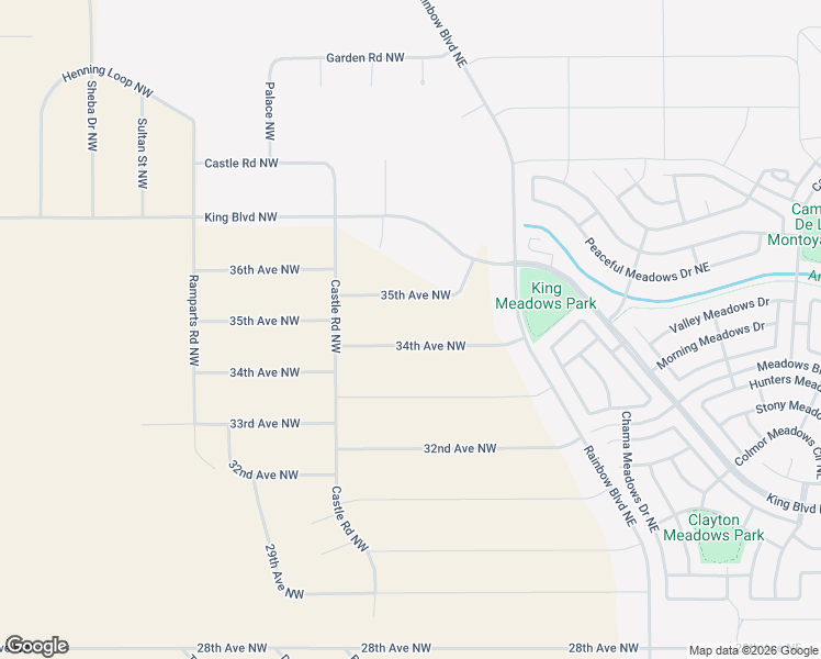 map of restaurants, bars, coffee shops, grocery stores, and more near 34th Avenue Northwest in Rio Rancho