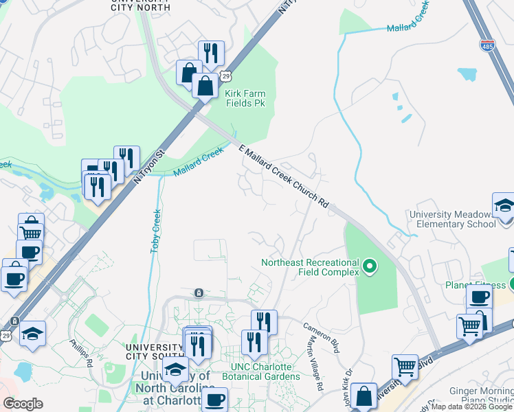 map of restaurants, bars, coffee shops, grocery stores, and more near 400 Tasse Place in Charlotte