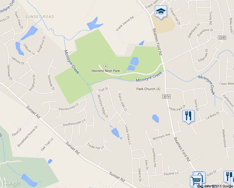map of restaurants, bars, coffee shops, grocery stores, and more near in Charlotte