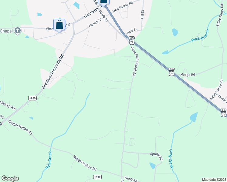 map of restaurants, bars, coffee shops, grocery stores, and more near 173 Golden Oaks Lane in Ellenboro
