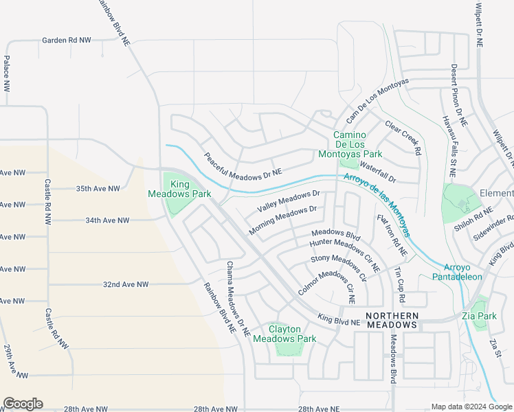 map of restaurants, bars, coffee shops, grocery stores, and more near 625 Valley Meadows Drive in Rio Rancho