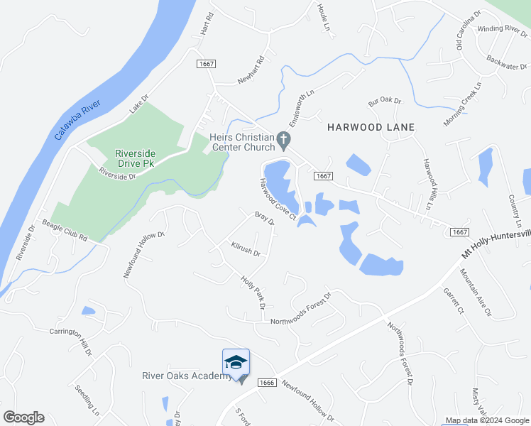 map of restaurants, bars, coffee shops, grocery stores, and more near 1612 Bray Drive in Charlotte