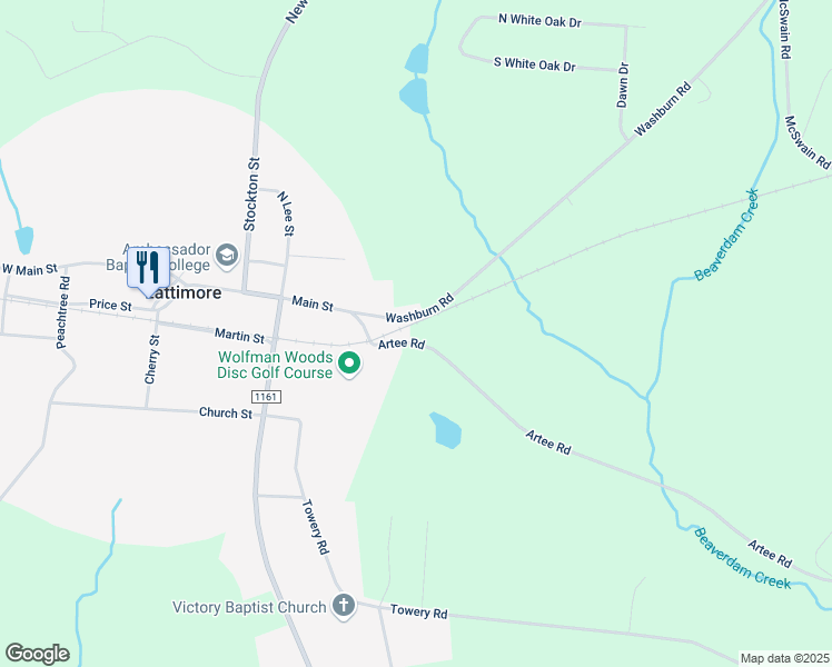 map of restaurants, bars, coffee shops, grocery stores, and more near 3864 Artee Road in Shelby