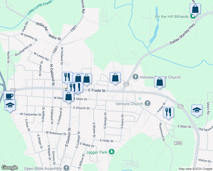map of restaurants, bars, coffee shops, grocery stores, and more near 416 East Wilkins Street in Dallas