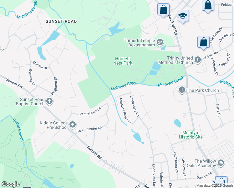 map of restaurants, bars, coffee shops, grocery stores, and more near 3640 Trull Street in Charlotte