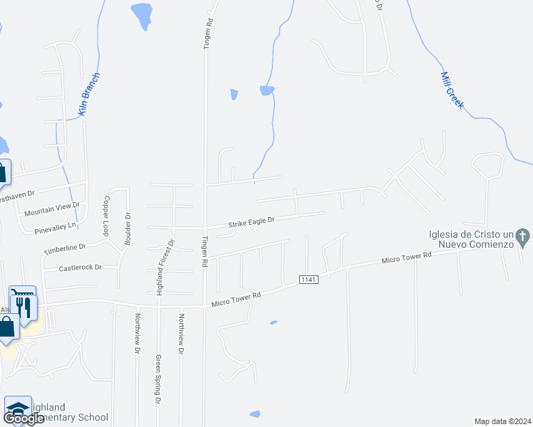 map of restaurants, bars, coffee shops, grocery stores, and more near 207 Strike Eagle Drive in Broadway