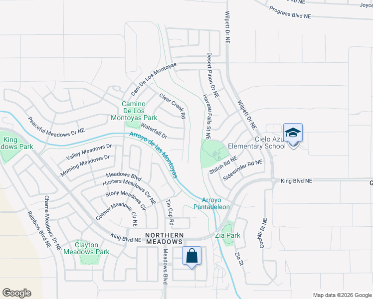 map of restaurants, bars, coffee shops, grocery stores, and more near 3548 Clear Creek Road in Rio Rancho