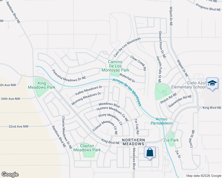 map of restaurants, bars, coffee shops, grocery stores, and more near 779 Valley Meadows Drive in Rio Rancho