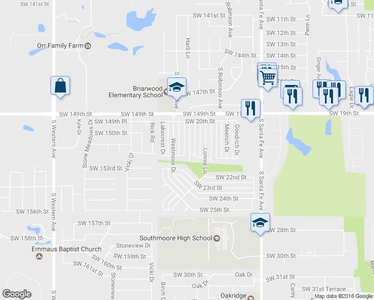 map of restaurants, bars, coffee shops, grocery stores, and more near 2134 Parkview Drive in Oklahoma City