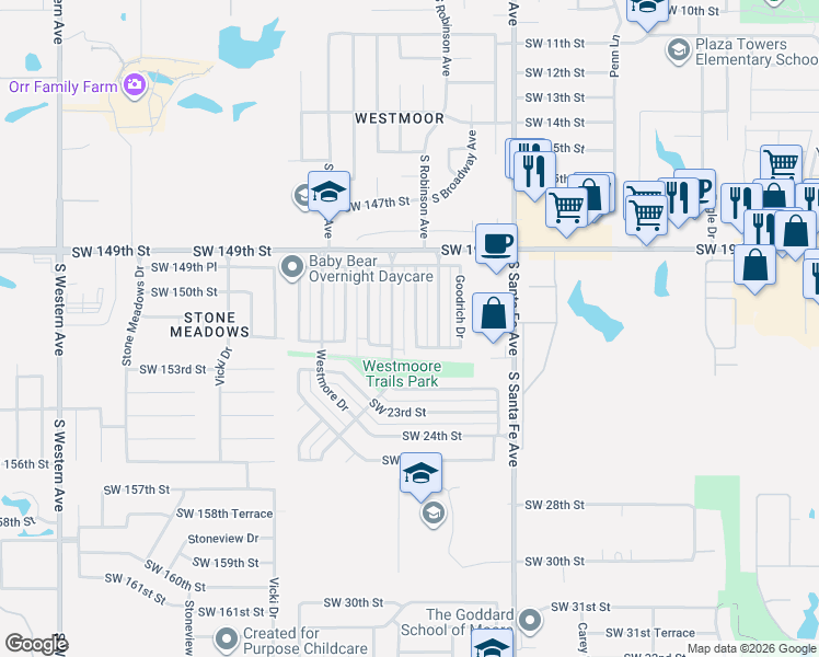 map of restaurants, bars, coffee shops, grocery stores, and more near 2130 Lonnie Lane in Oklahoma City