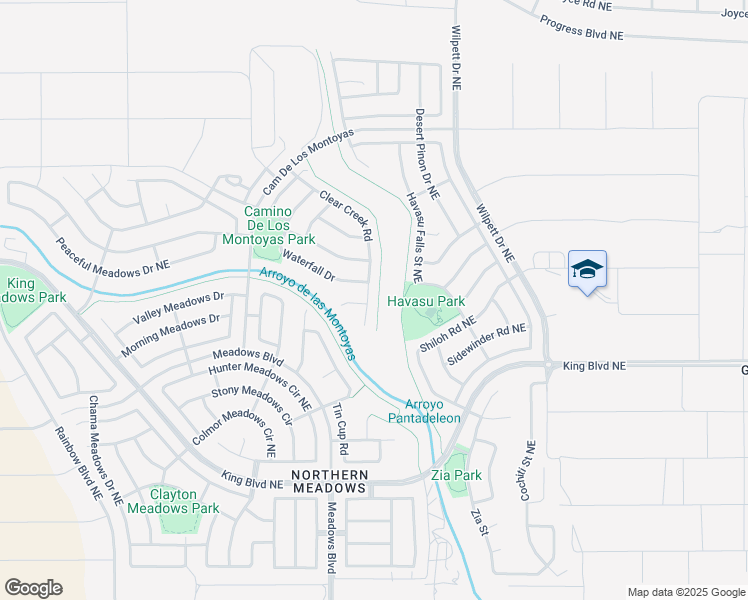 map of restaurants, bars, coffee shops, grocery stores, and more near 3540 Clear Creek Road in Rio Rancho