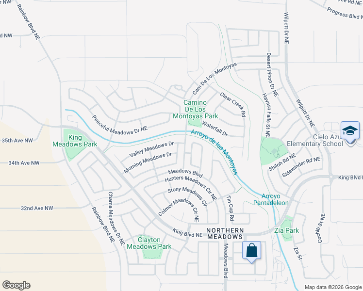 map of restaurants, bars, coffee shops, grocery stores, and more near 779 Valley Meadows Drive in Rio Rancho