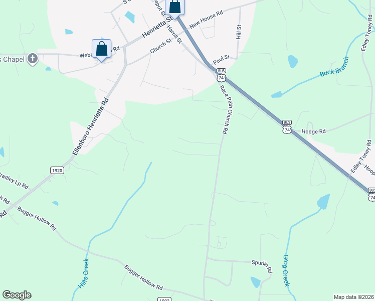 map of restaurants, bars, coffee shops, grocery stores, and more near 106 Sunnybrook Lane in Ellenboro